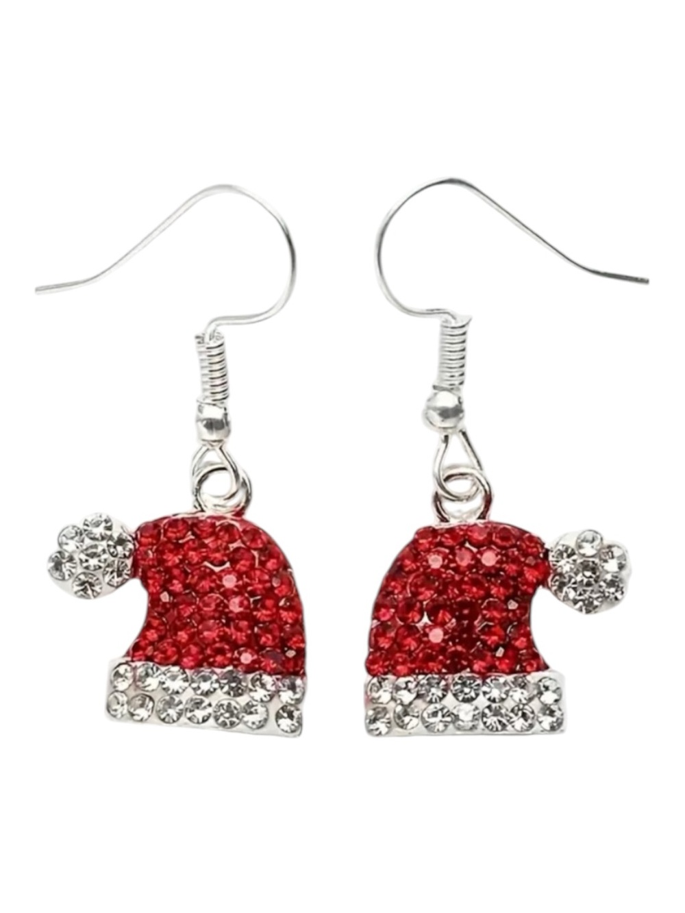NWT Christmas Santa Hat Rhinestone Earrings Holiday Festive Dangle